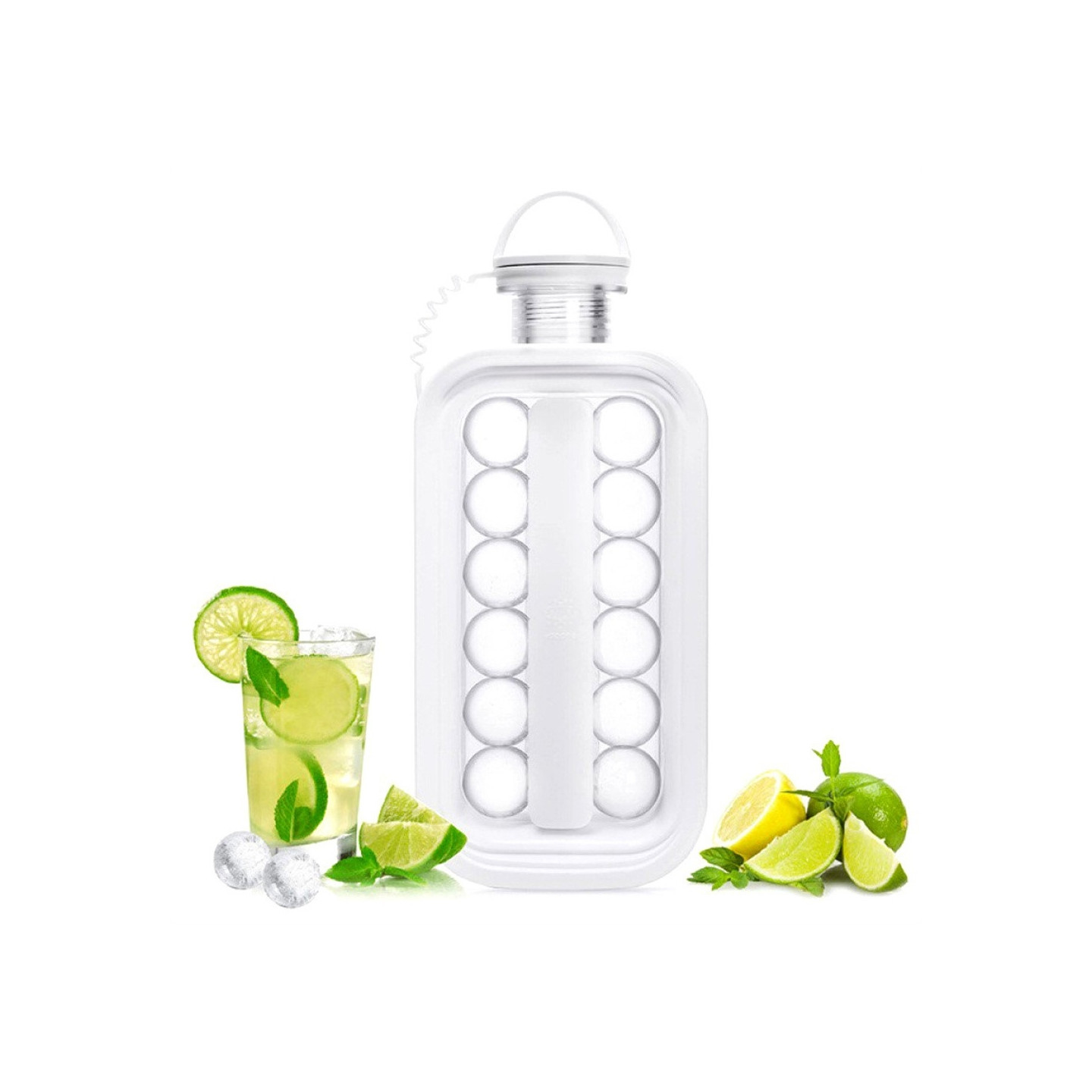 2 in 1 - jääpallo jäähdyttävä jääkuutiojää tee oma jääpala juomapullon jäähdyttämiseen