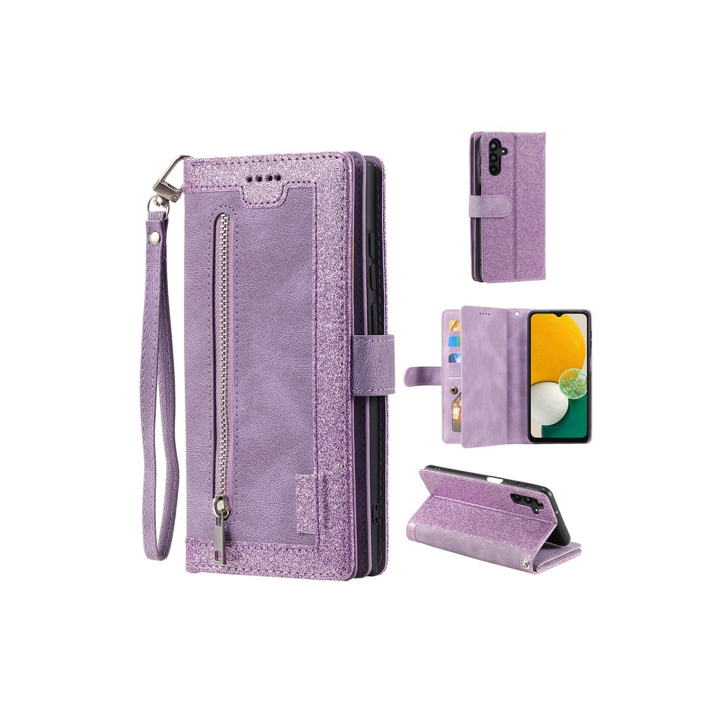 Til Samsung Galaxy A16 5G / A16 4G Etui med Lynlåslomme og 9 Kortlommer