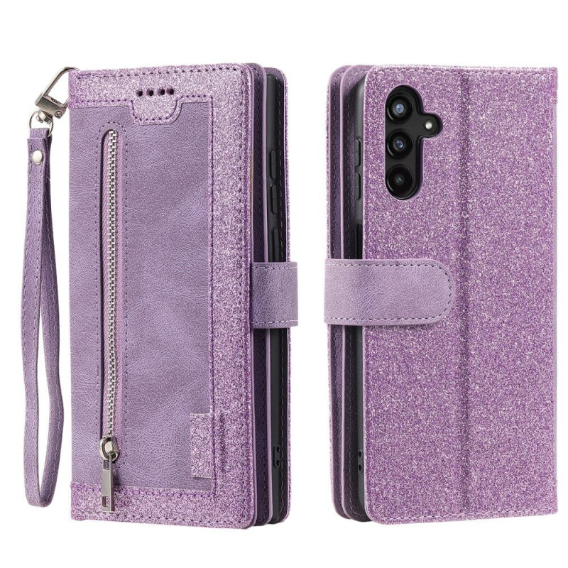 For Samsung Galaxy A16 5G / A16 4G Case Zipper Pocket PU Leather Phone Cover with 9 Card Slots