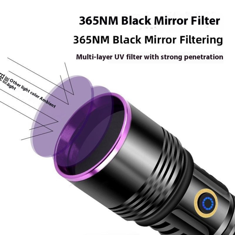 UV Anti - Counterfeit Detection 365nm Purple Light High Power UV Flashlight