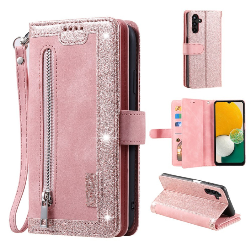 For Samsung Galaxy A16 5G / A16 4G Case Zipper Pocket PU Leather Phone Cover with 9 Card Slots