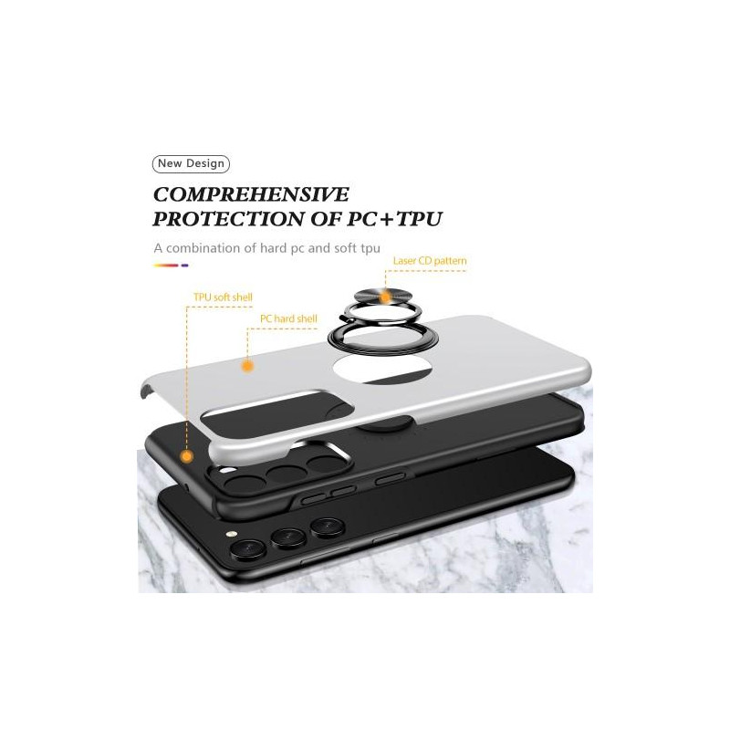 Samsung Galaxy S23+ Hybrid Deksel Med Fingerring - Sølv