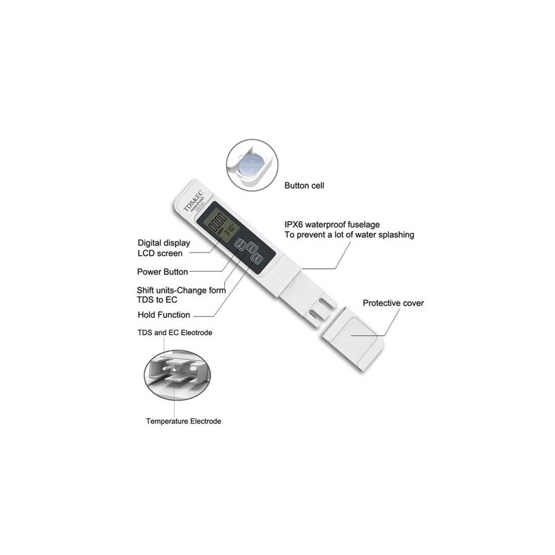 3 - in - 1 - ilmaisintesti vedenlaadulle LCD TDS EC TEMP - testikynä Lämpötila