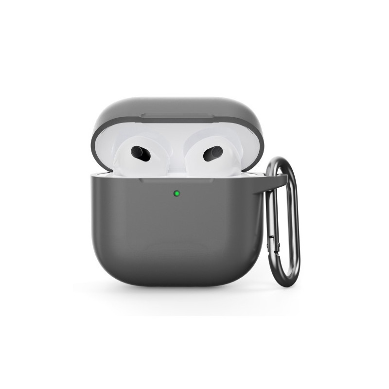 Til AirPods 4 Silikonetui Integreret Bluetooth - hovedtelefoncover med krog - Grå