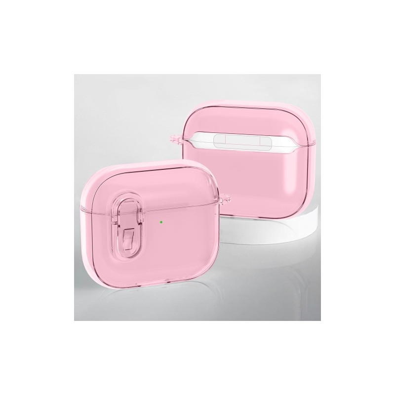 For AirPods 4 Headphones Case Snap Switch Ice Crystal Clear Shell - Transparent Pink