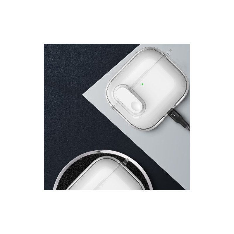 För AirPods 4 hörlurar Fodral Snap Switch Ice Crystal Clear Skal - Transparent Grå