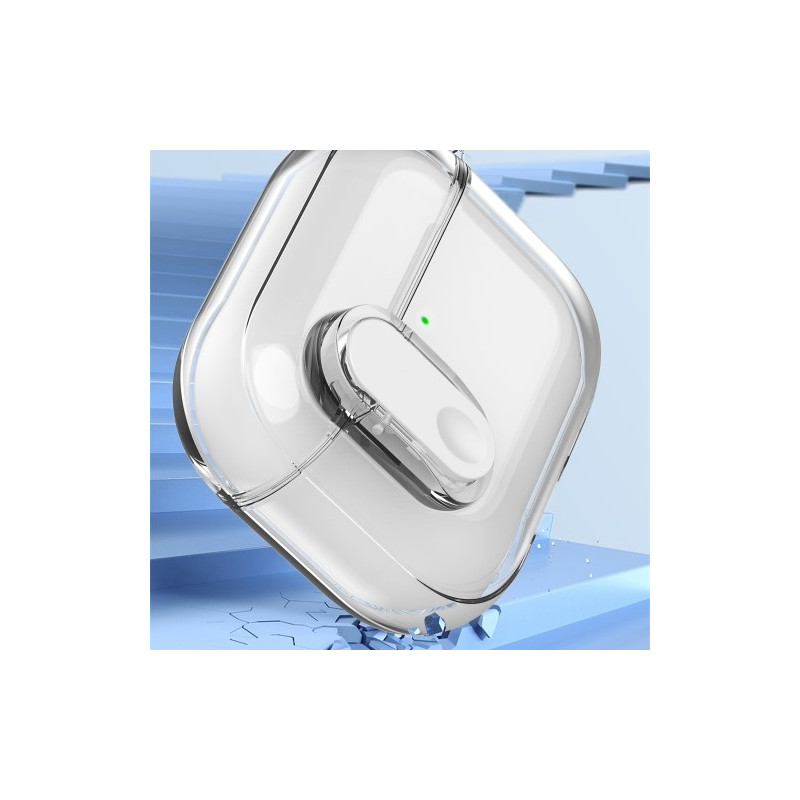 För AirPods 4 hörlurar Fodral Snap Switch Ice Crystal Clear Skal - Transparent Grå