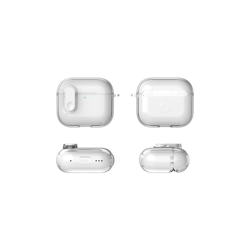 Til AirPods 4 Hovedtelefoner Etui Snap Switch Ice Crystal Clear Shell - Gennemsigtig Lyserød