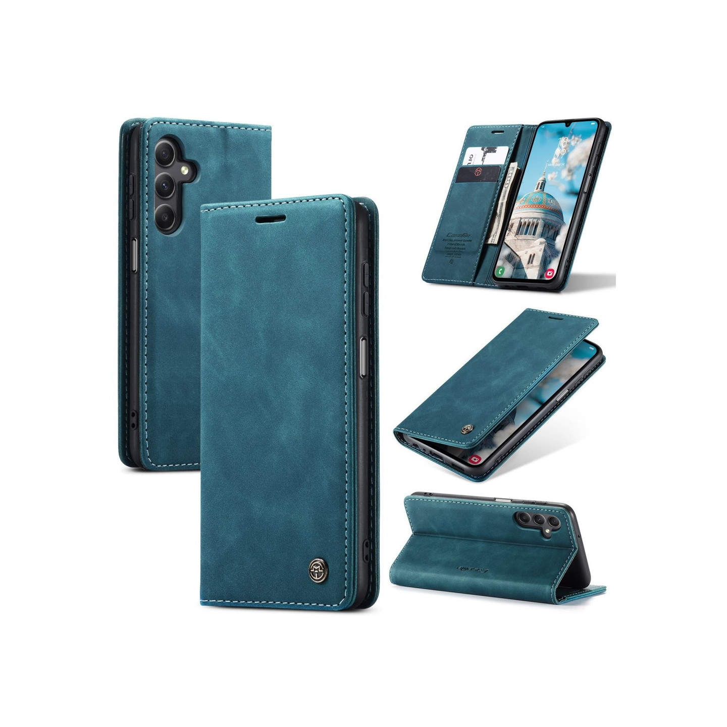 CASEME Retro Wallet Case for Samsung Galaxy A16 - Blue