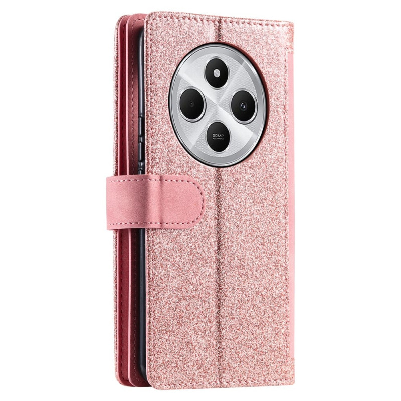 För Xiaomi Redmi 14C Fodral med Dragkedja och 9 Kortplatser – RoseGold