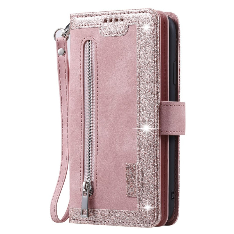 Til Xiaomi Redmi 14C Deksel med glidelås og 9 kortspor - RoseGold