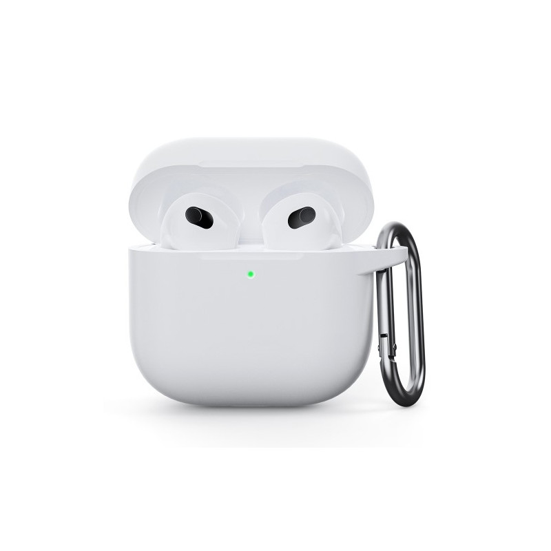 För AirPods 4 Silikonfodral Integrerat Bluetooth - hörlursskydd med krok - Vit