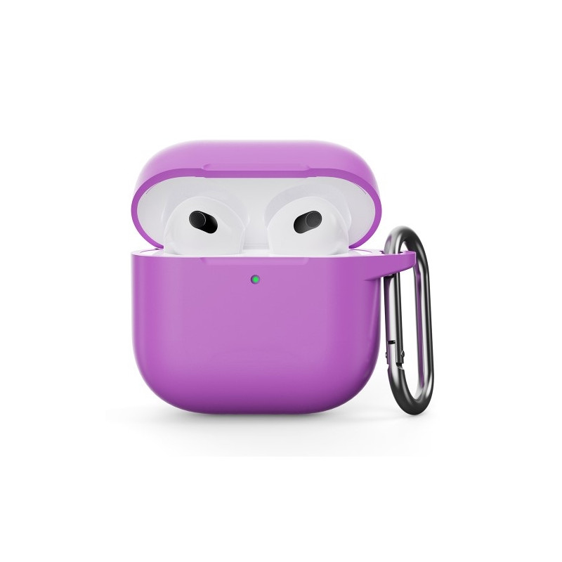 For AirPods 4 Silicone Case Integrated Bluetooth Headphone Cover with Hook - Purple