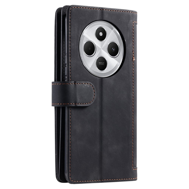 For Xiaomi Redmi 14C Case Zipper Pocket PU Leather Phone Cover with 9 Card Slots