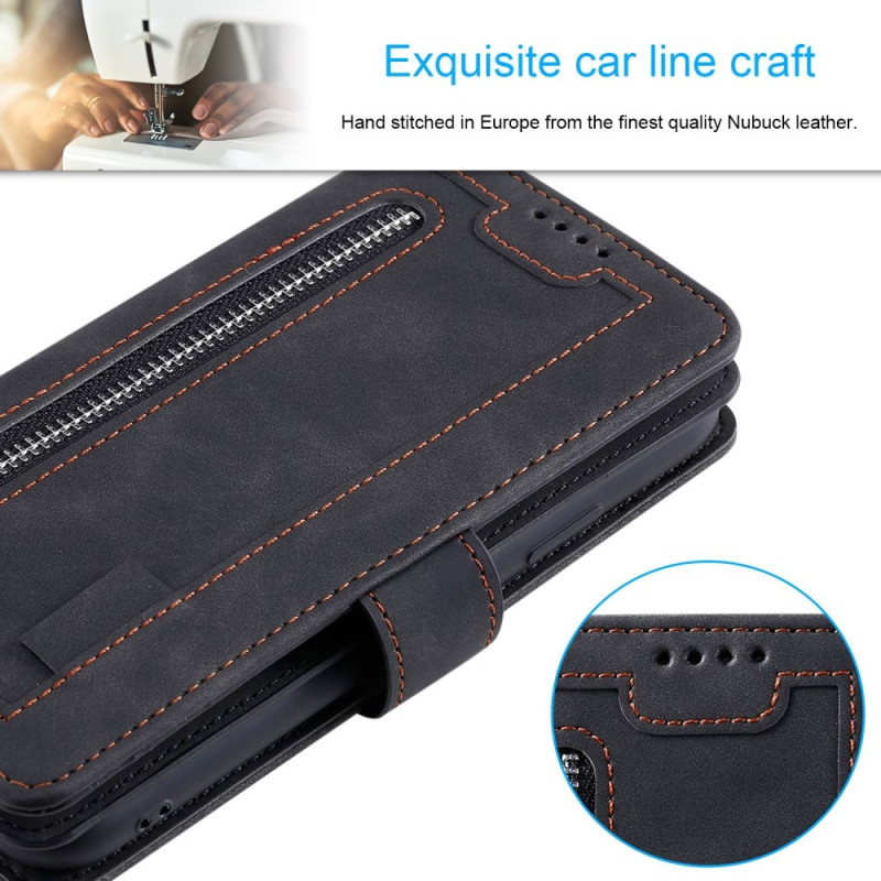 For Xiaomi Redmi 14C Case Zipper Pocket PU Leather Phone Cover with 9 Card Slots