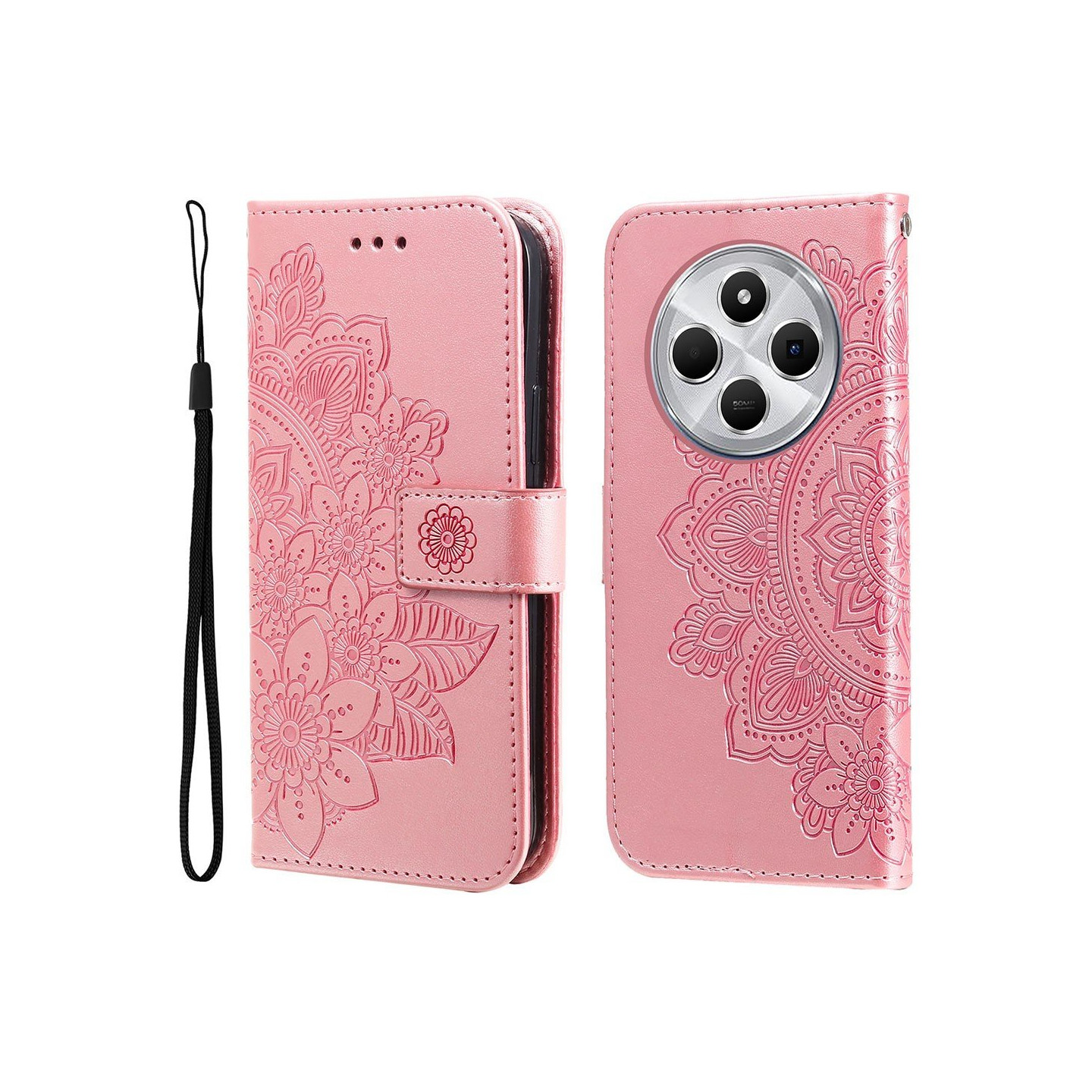 Till Xiaomi Redmi 14C Plånboksfodral med Blommigt Mönster - Rosa