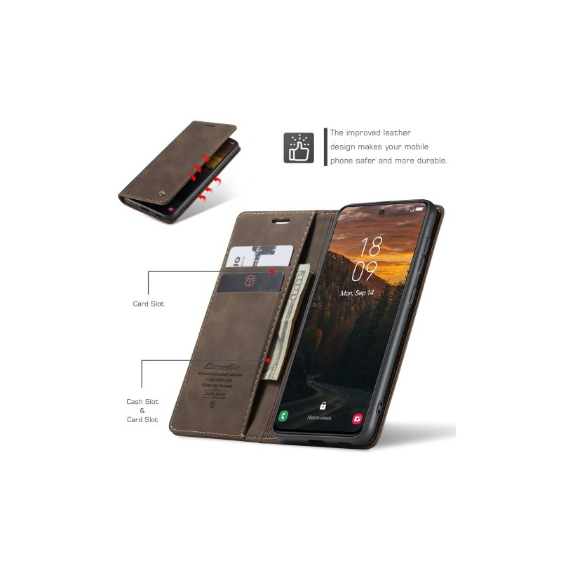 CASEME Retro Lompakkokotelo Samsung Galaxy S24 FE