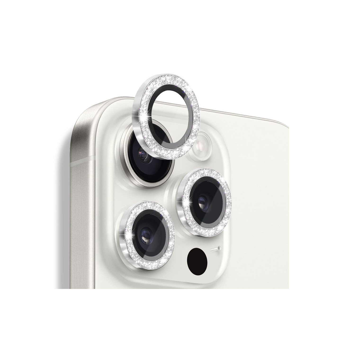 NORTHJO Kameralinsebeskyttelse med Glitter til iPhone 16 Pro / 16 Pro Max, Hærdet Glas