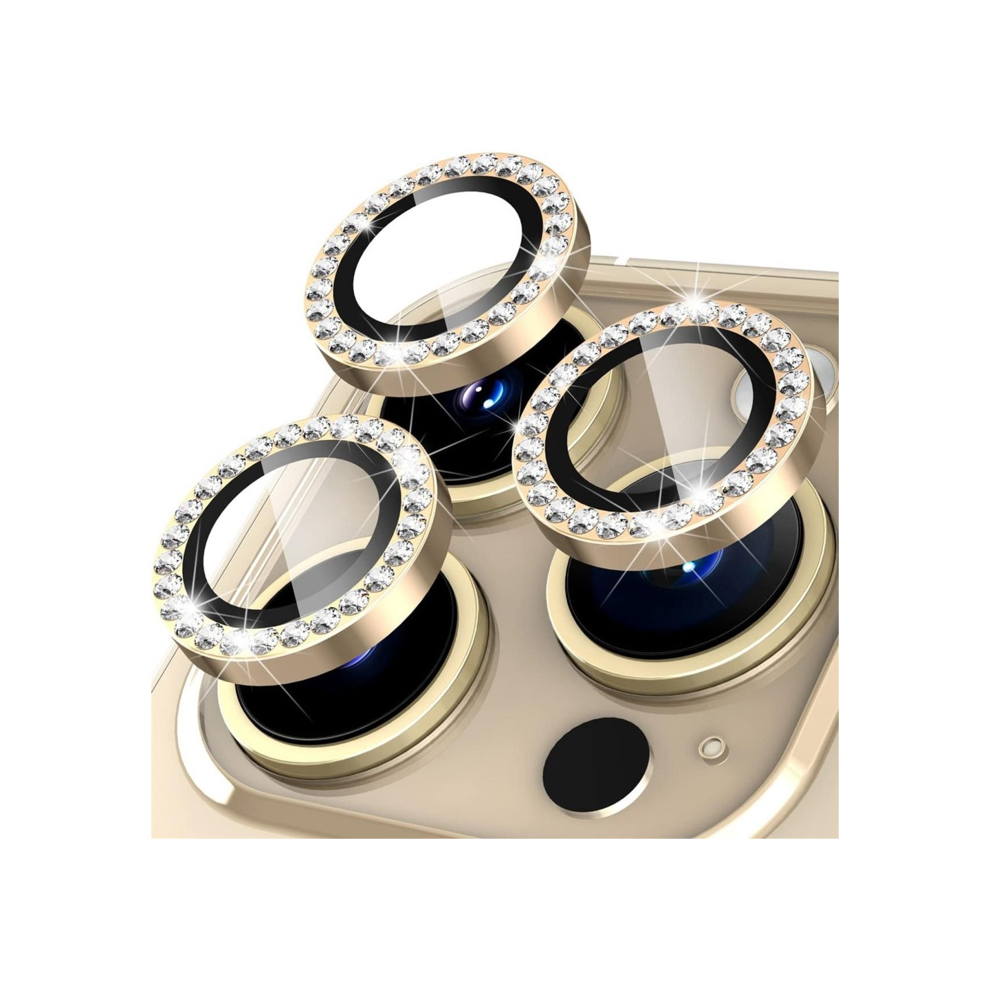 For iPhone 16 Pro 16 Pro Max Camera Lens Protector Tempered Glass+Metal Ring - Gold