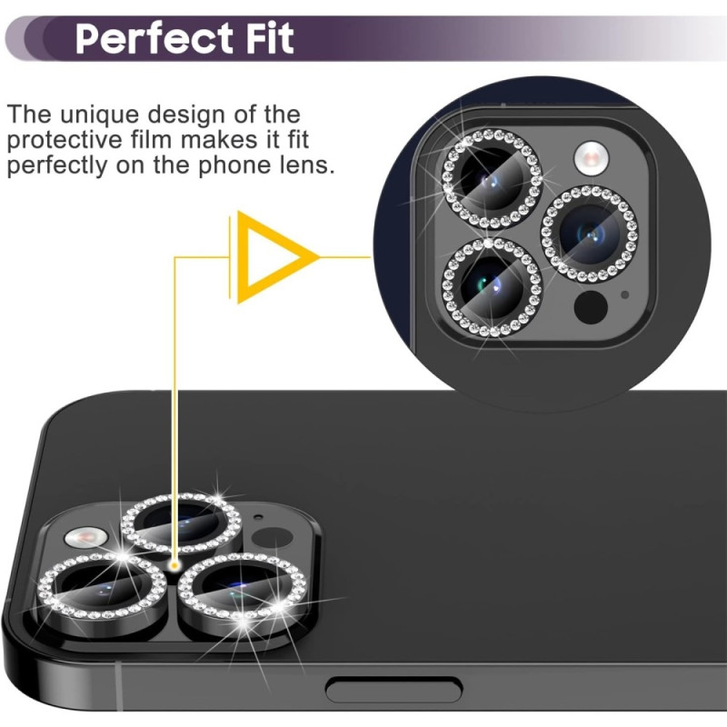 For iPhone 16 Pro 16 Pro Max Camera Lens Protector Tempered Glass+Metal Ring - Black