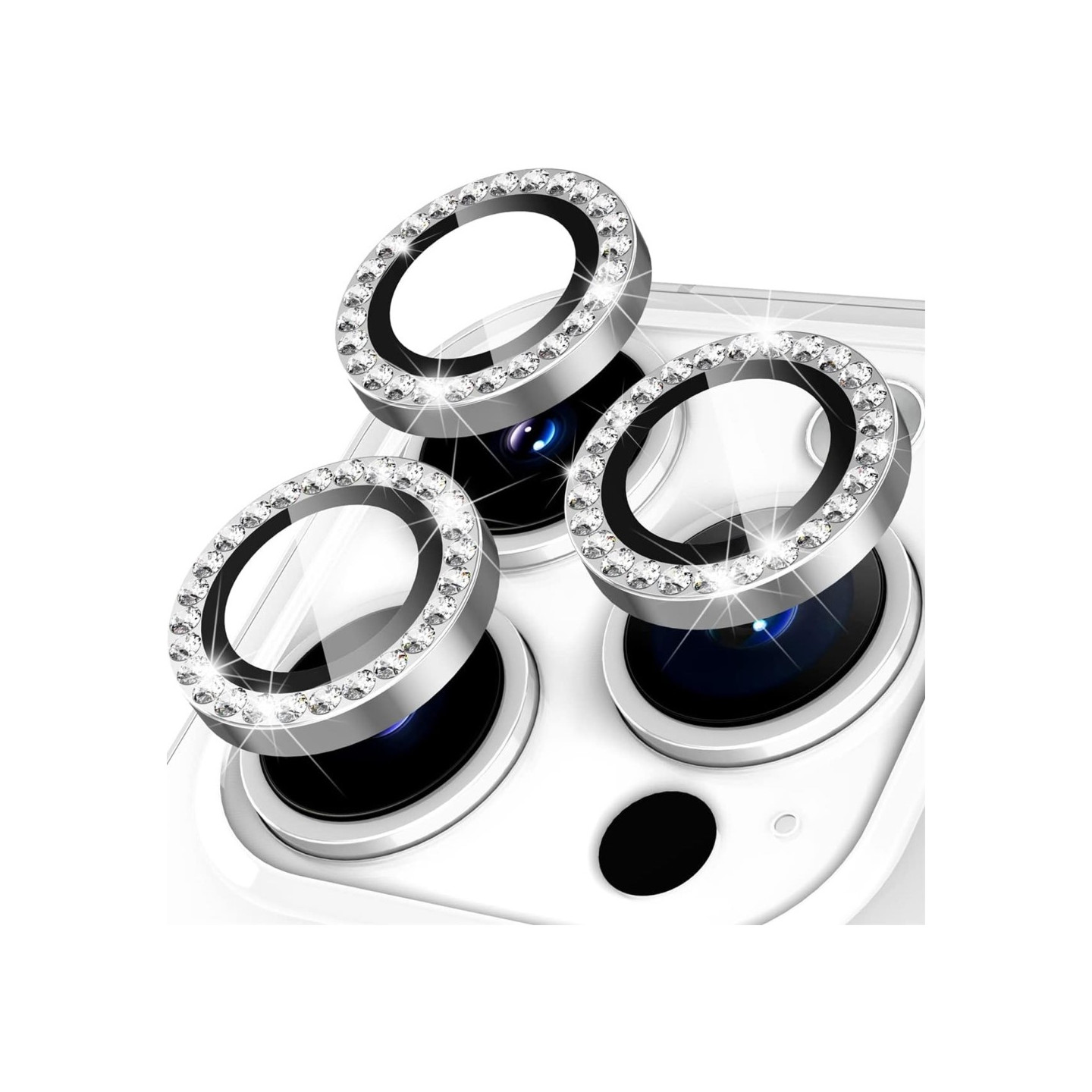 For iPhone 16 Pro 16 Pro Max Camera Lens Protector Tempered Glass+Metal Ring - Silver