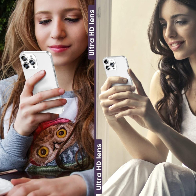 iPhone 16 Pro 16 Pro Max - kameran linssisuojalle karkaistu lasi + metallirengas - Hopea