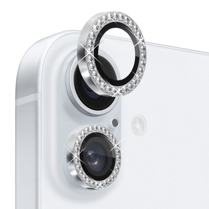 NORTHJO Kameralinsedeksel med Rhinestone til iPhone 16/16 Plus, herdet glass