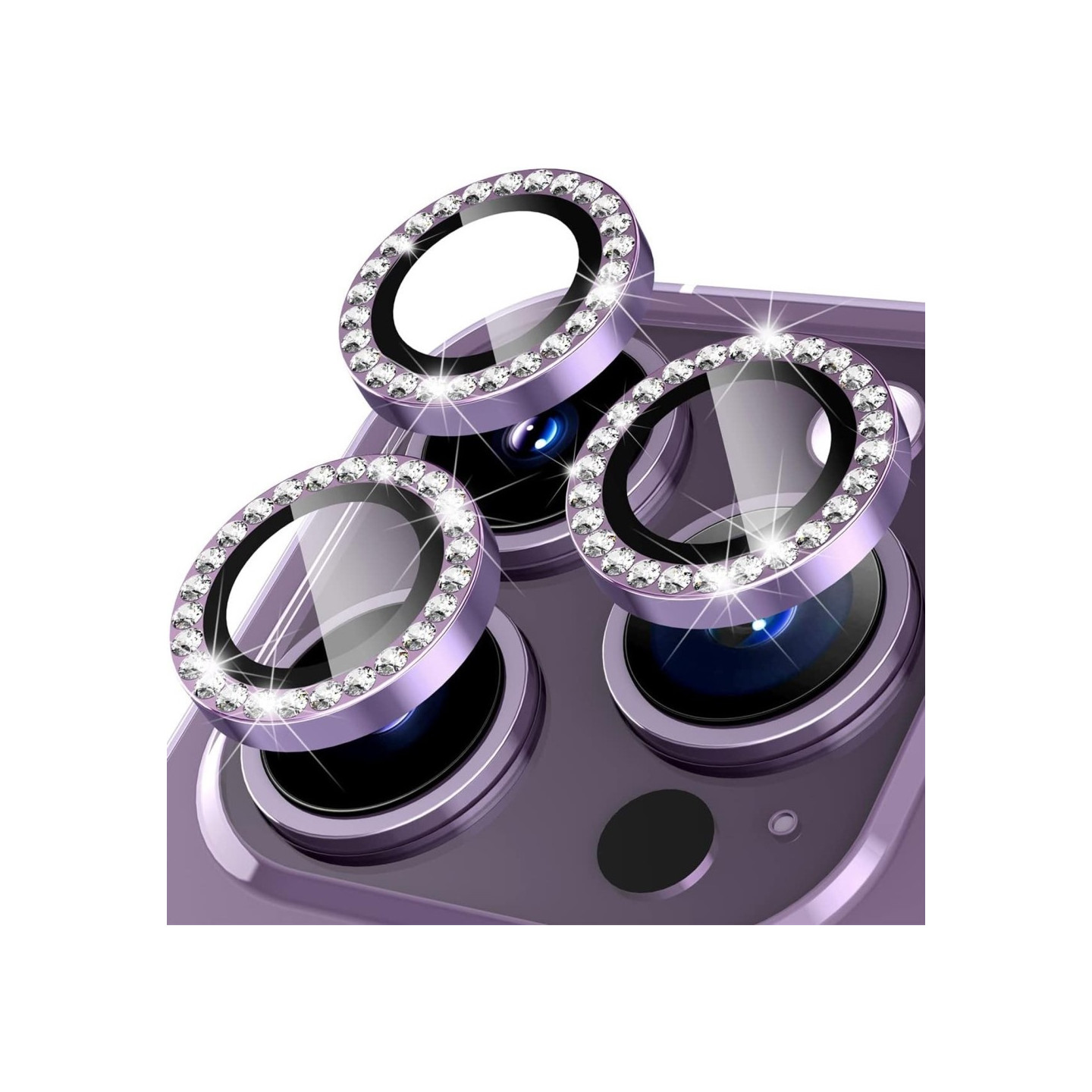 Til iPhone 16 Pro 16 Pro Max kameralinse beskytter Hærdet glas+metalring - Lilla