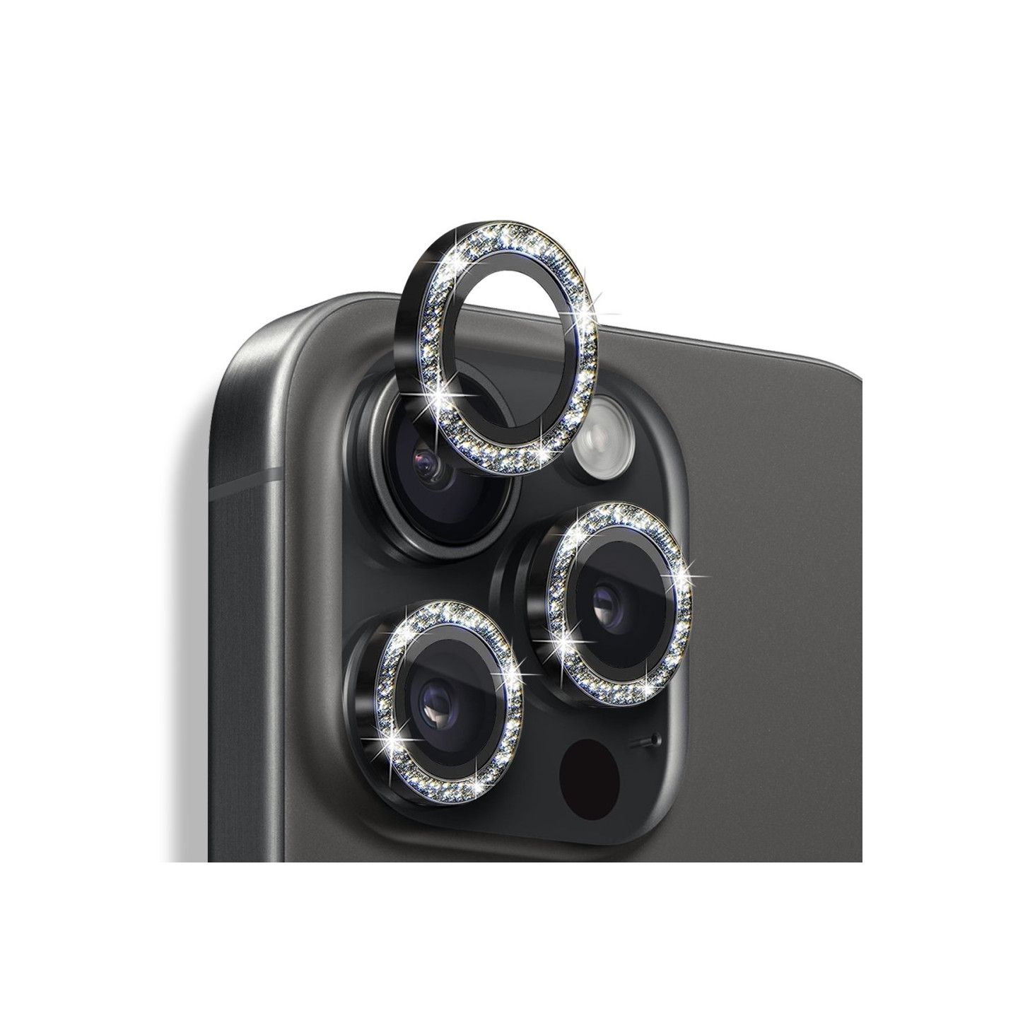 NORTHJO Kameran Linssinsuoja Glitterillä iPhone 16 Pro / 16 Pro Max, Karkaistu Lasi ja Metalli