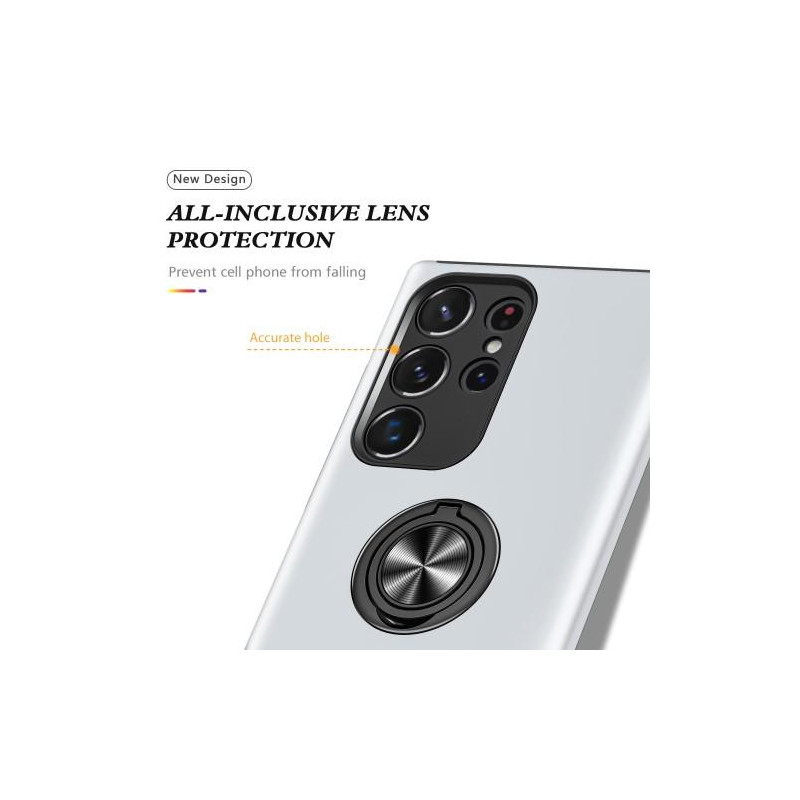Samsung Galaxy S23 Ultra Hybrid Cover Med Fingerring - Sølv