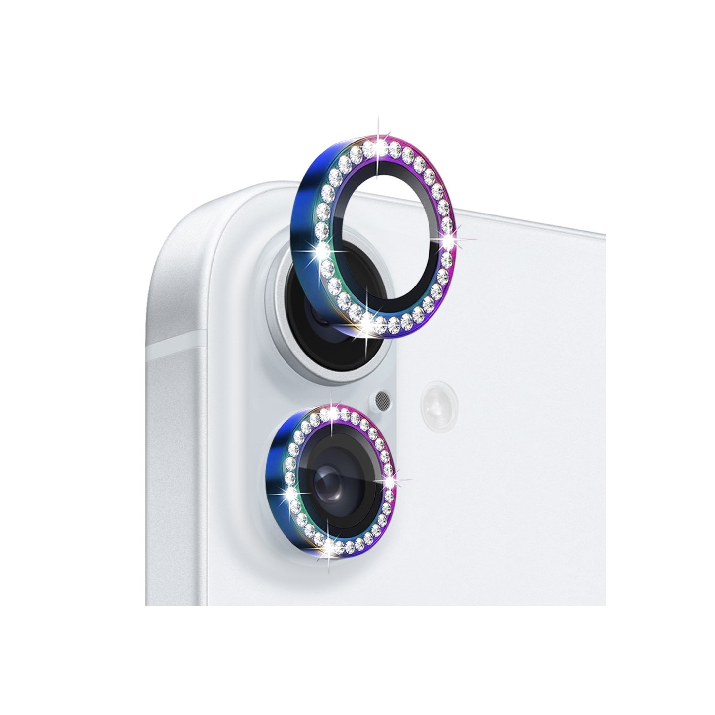 NORTHJO For iPhone 16 / 16 Plus Lens Protector Rhinestone Ring Tempered Glass Lens Film