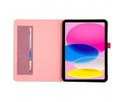 Apple iPad 10.9 2022 Vikbart fodral korthållare Tygtextur - Rosa