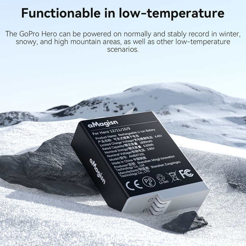 Batteri AMAGISN til GoPro Hero 12/11/10/9 3.85V 1800mAh oppladbar Li - Ion