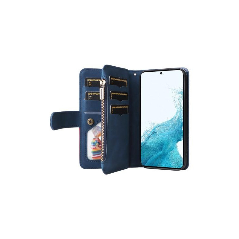 KT Multifunktion Series - 5 Til Samsung Galaxy S23 Telefontaske Blå/Rød