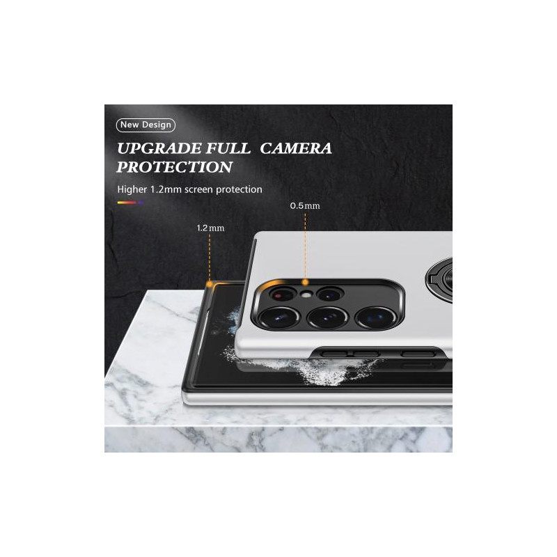 Samsung Galaxy S23 Ultra Finger Ring Kickstand Hybrid Suojakuori - Hopea