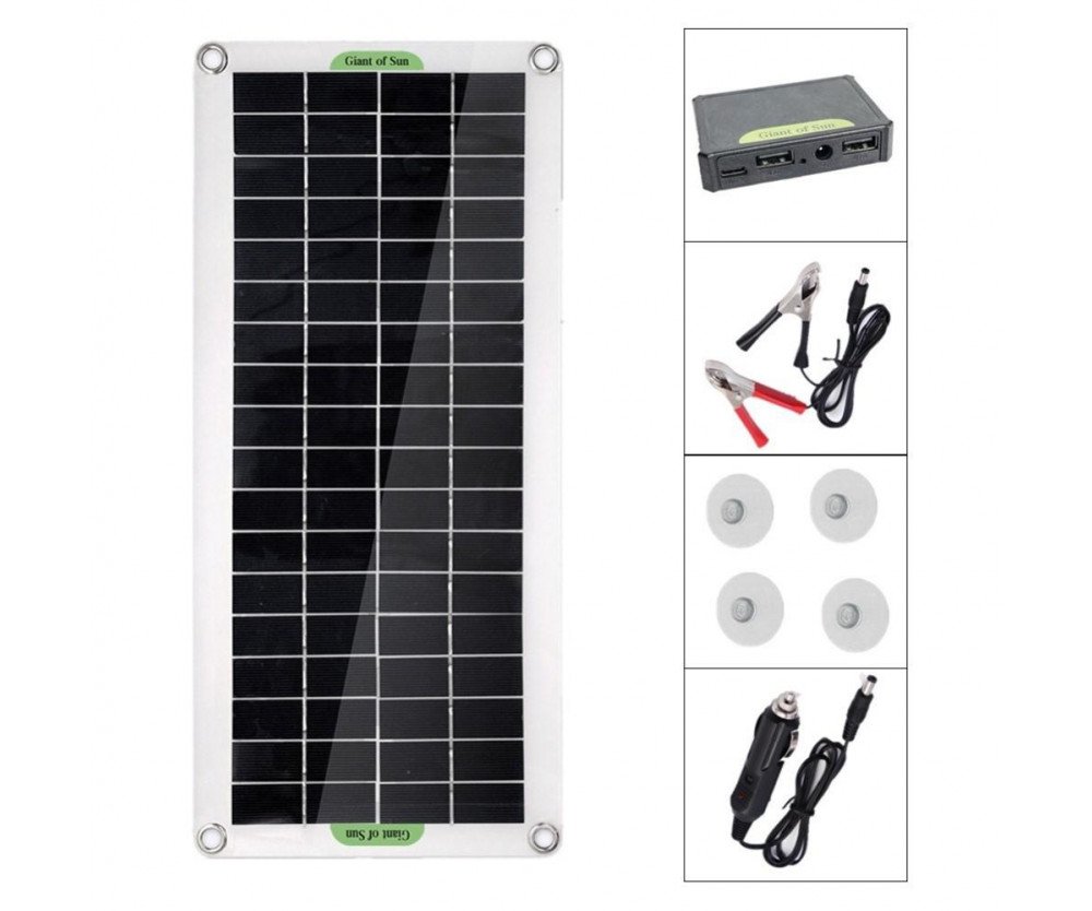 30W Bärbar Solpanel Solar Charge Controller för Camping Bil Båt