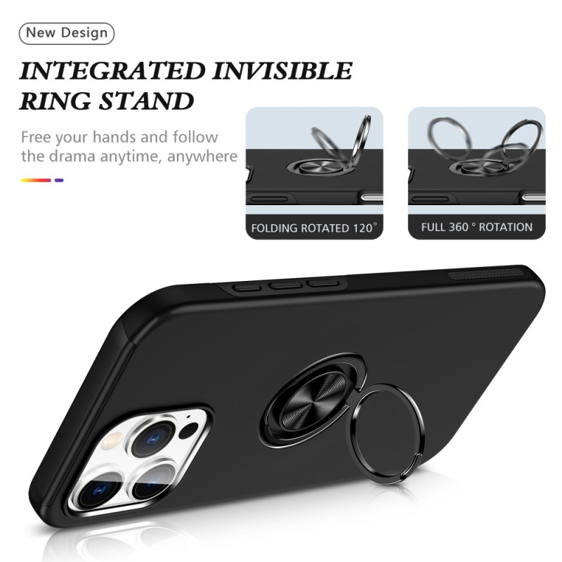 Til iPhone 16 Pro Max Fingerring Kickstand Hybrid Taske - Sort