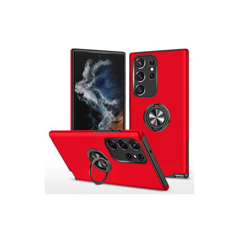 Samsung Galaxy S23 Ultra Hybrid Deksel Med Fingerring - Rød