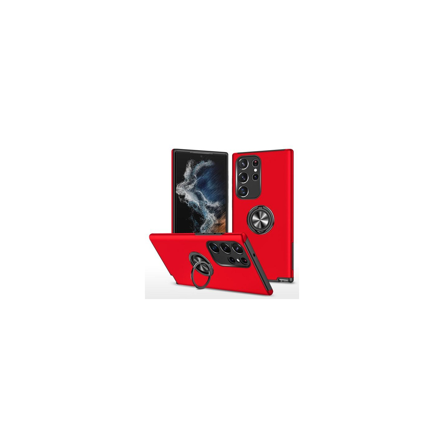 Samsung Galaxy S23 Ultra Sormenrengastuki Hybridikotelo - Punainen