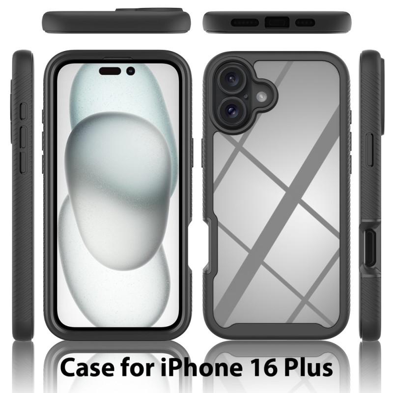 Fodral Skal för iPhone 16 Plus PC+TPU Klart telefonskal med PET - skärmfilm