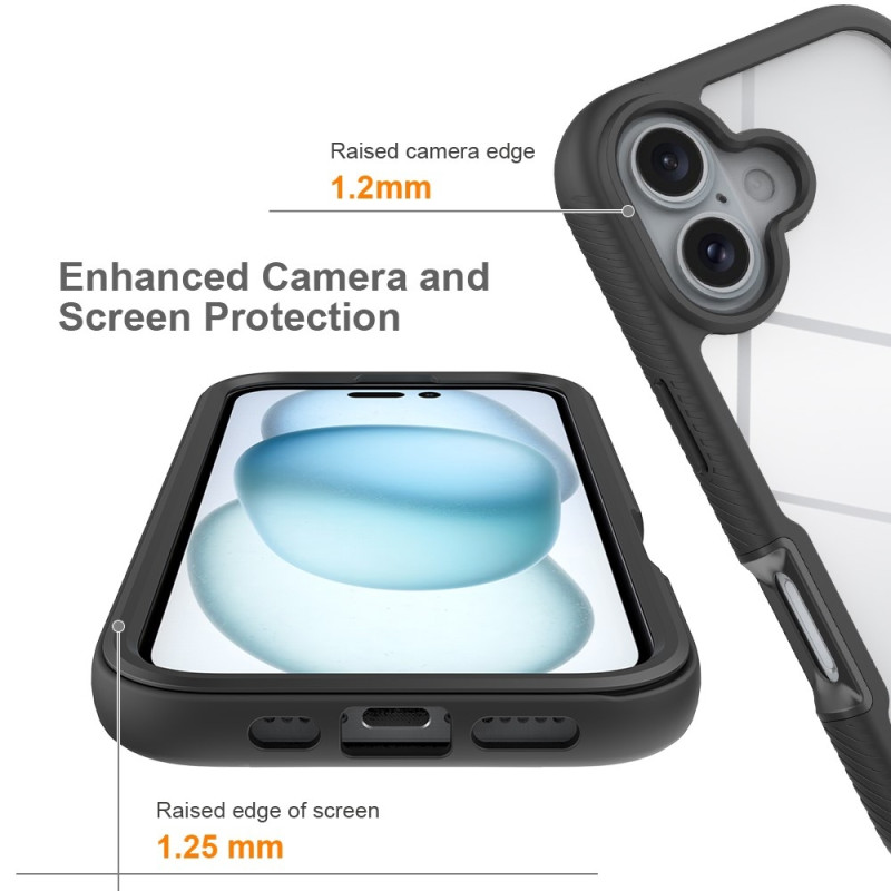 Etui Cover til iPhone 16 PC+TPU Gennemsigtigt telefoncover med PET - skærmfilm