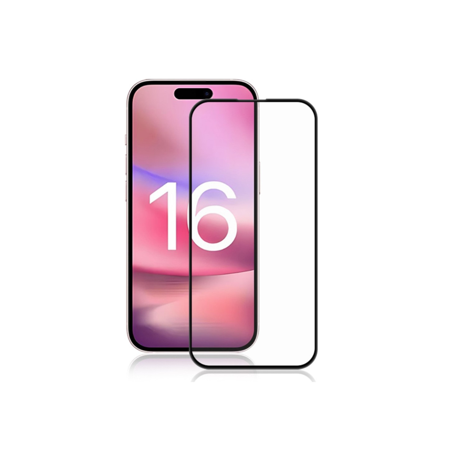 AMORUS iPhone 16 Karkaistu Lasi Täysnäytön Suoja Silkkipainoreuna - Musta