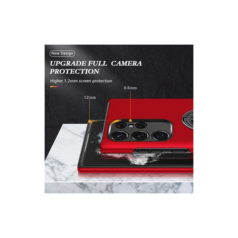 Samsung Galaxy S23 Ultra Sormenrengastuki Hybridikotelo - Punainen