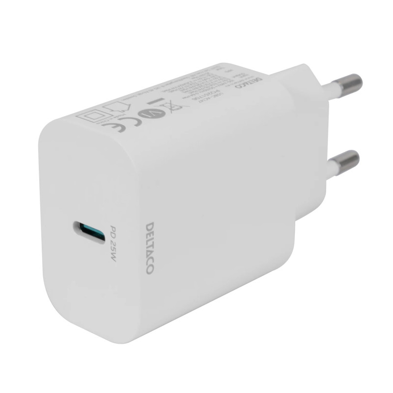 USB - C väggladdare med PD 20 W och PPS 25 W, Samsung Super Fast Charging, vit