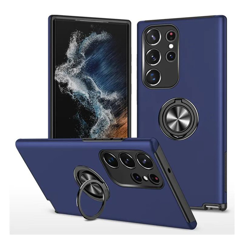 Samsung Galaxy S23 Ultra Sormenrengastuki Hybridikotelo - Sininen