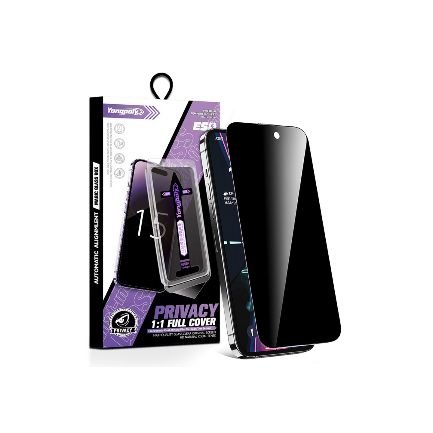 For iPhone 16 Pro Anti - Spy Privacy Skjermbeskytter i Herdet Glass