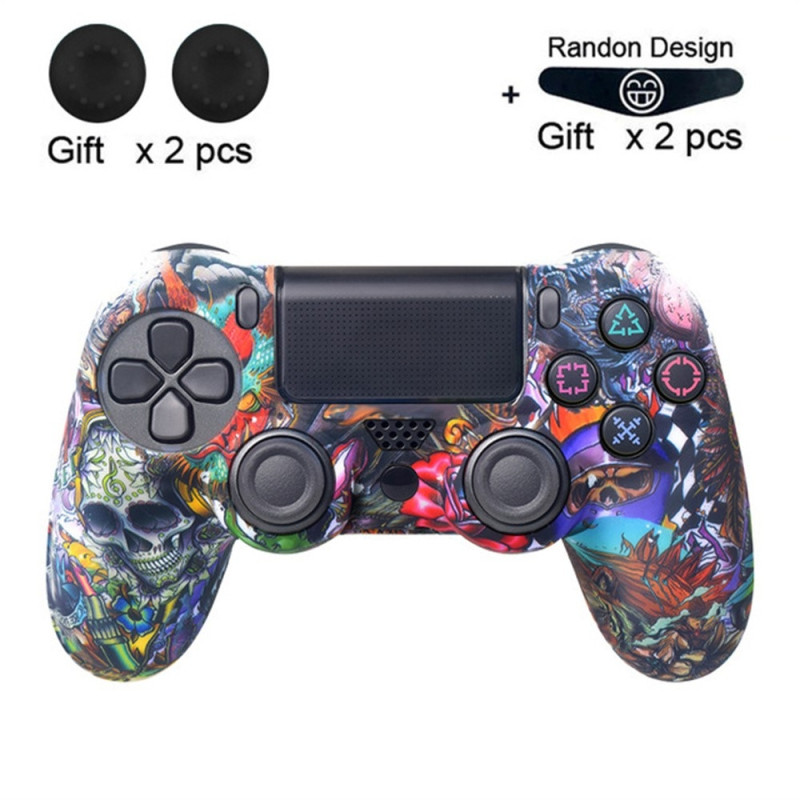 Suojakuori Sony PlayStation 4 Pro Slim PS4:lle liukastumista estävälle silikonikuorelle - Flower Skull
