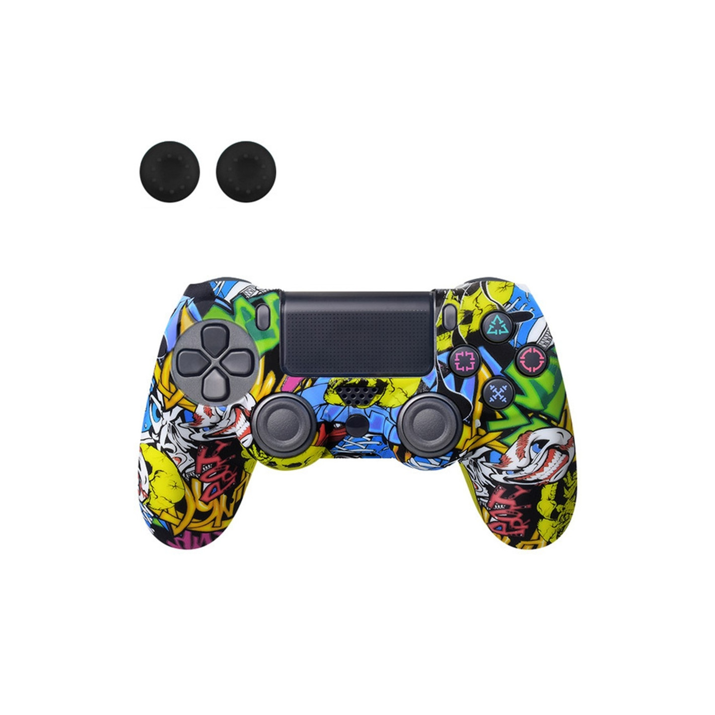 Skal för Sony PlayStation 4 Pro Slim PS4 Anti - Slip Silikon Skin Cover - Skull Graffiti