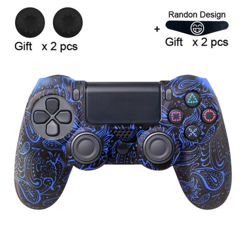 Etui til Sony PlayStation 4 Pro Slim PS4 Anti - Slip Silikone Skin Cover - Blue Phoenix Feather