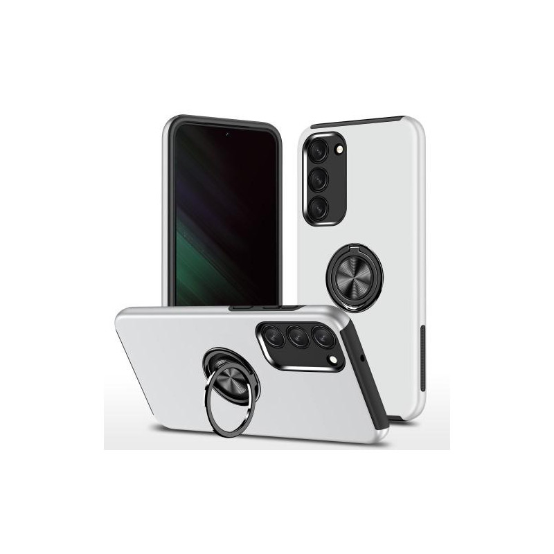 Samsung Galaxy S23 Fingerring Kickstand Hybrid Taske - Sølv